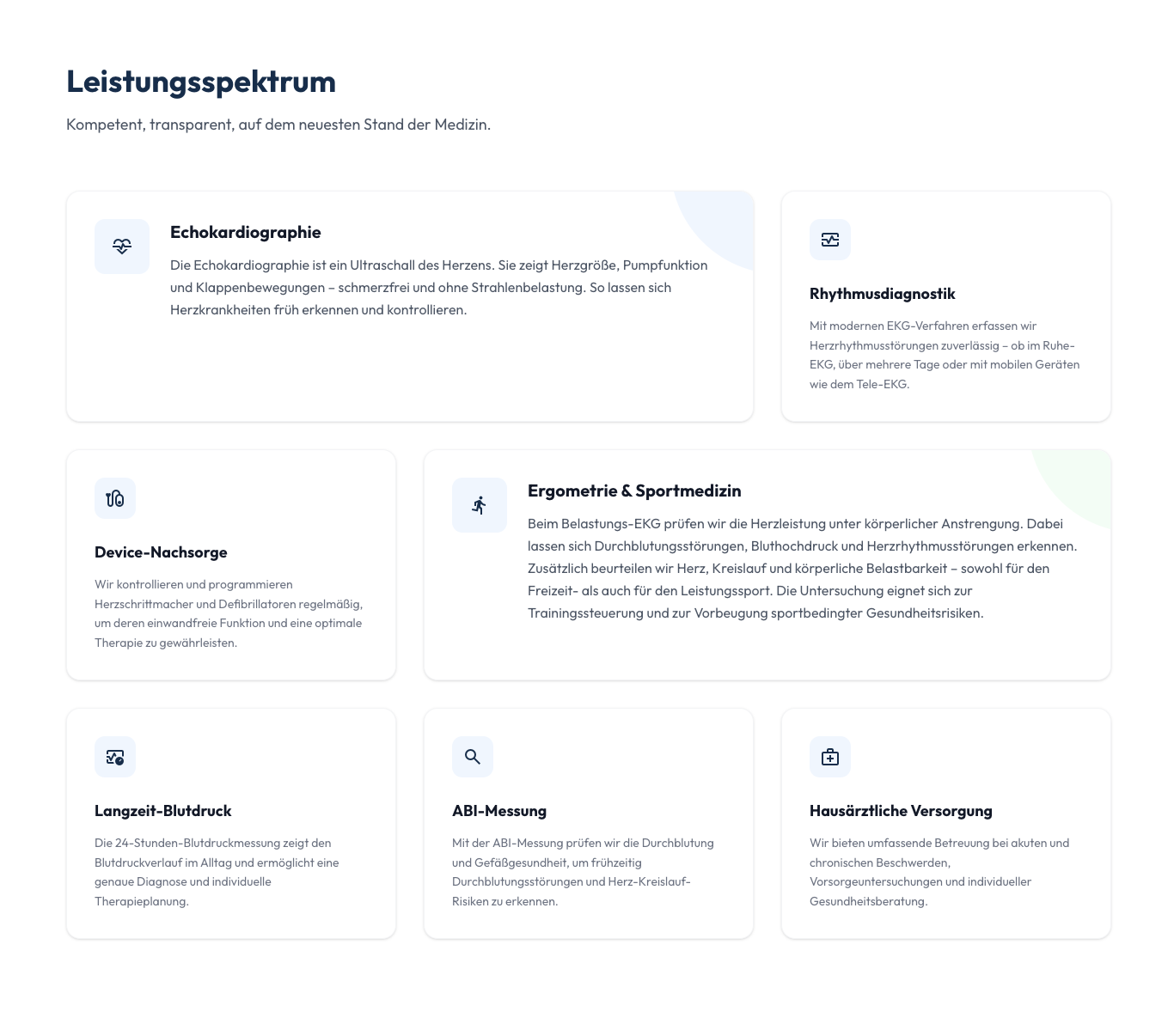 Leistungen Section