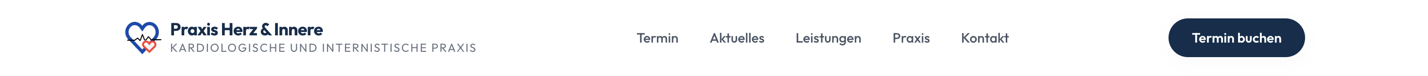 Header mit hervorgehobenem Termin buchen Button