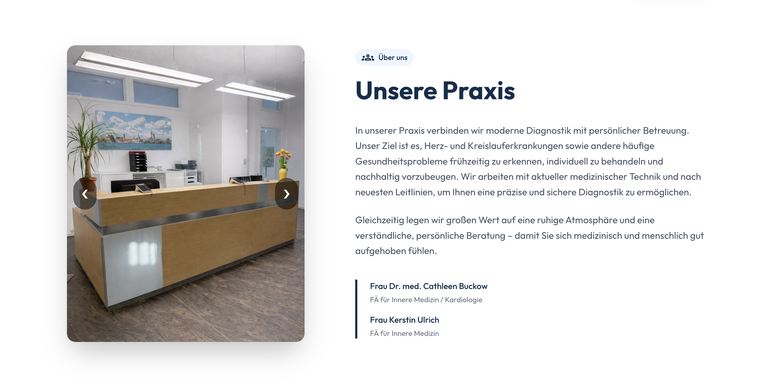 Aktuelles Section mit Informationshierarchie