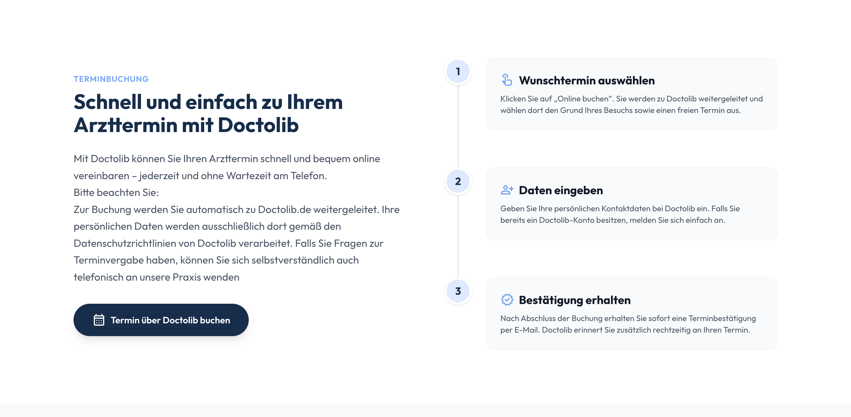 Terminbuchung Section